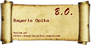 Bayerle Opika névjegykártya
